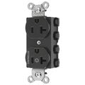 Hubbell Wiring Device-Kellems Straight Blade Devices, Receptacles, Duplex, SNAPConnect, Split Circuit, Half Controlled, 20A 125V, 2-Pole 3-Wire Grounding, 5-20R, Nylon, Black SNAP5362C1BK